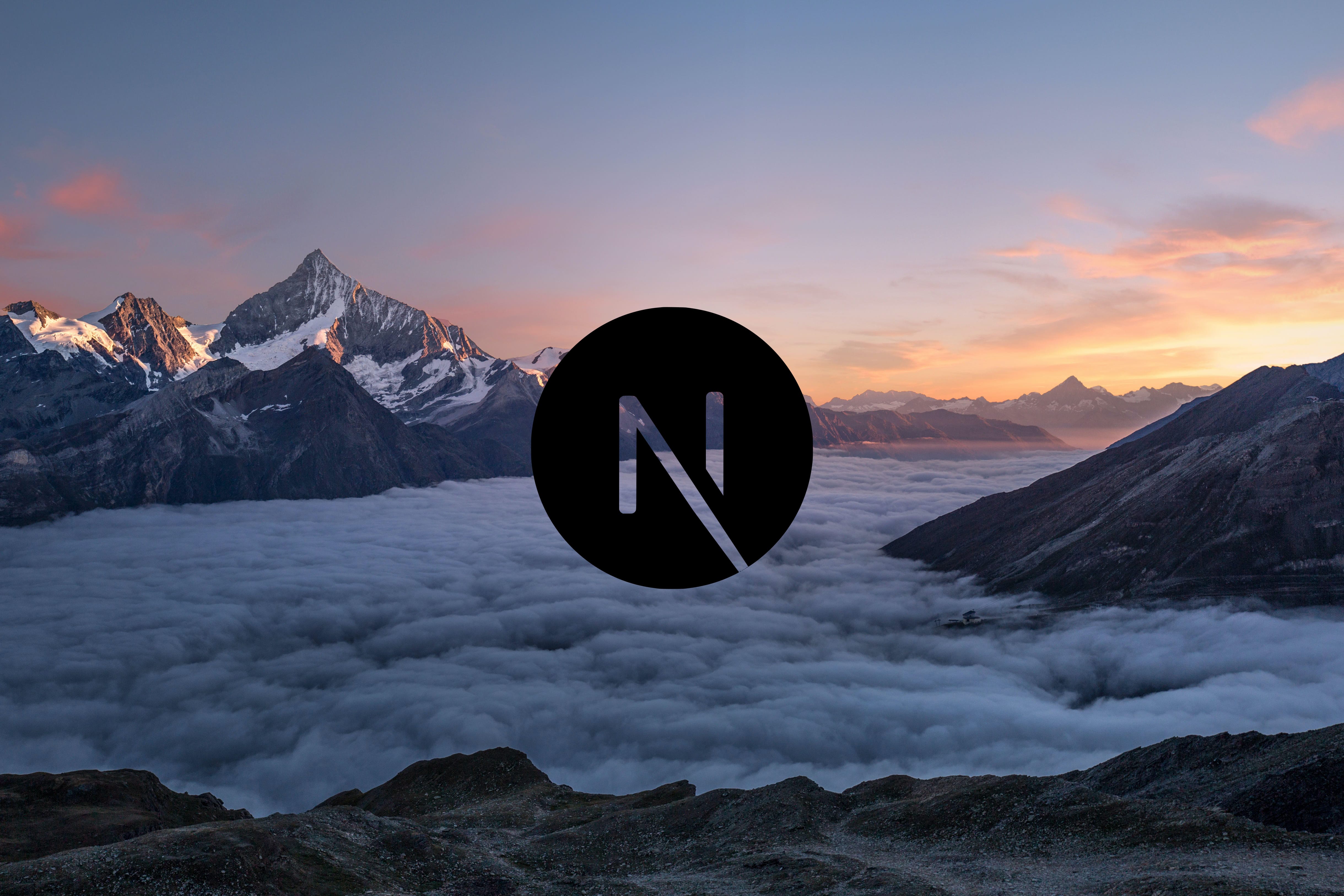 Mountains with Next.js logo